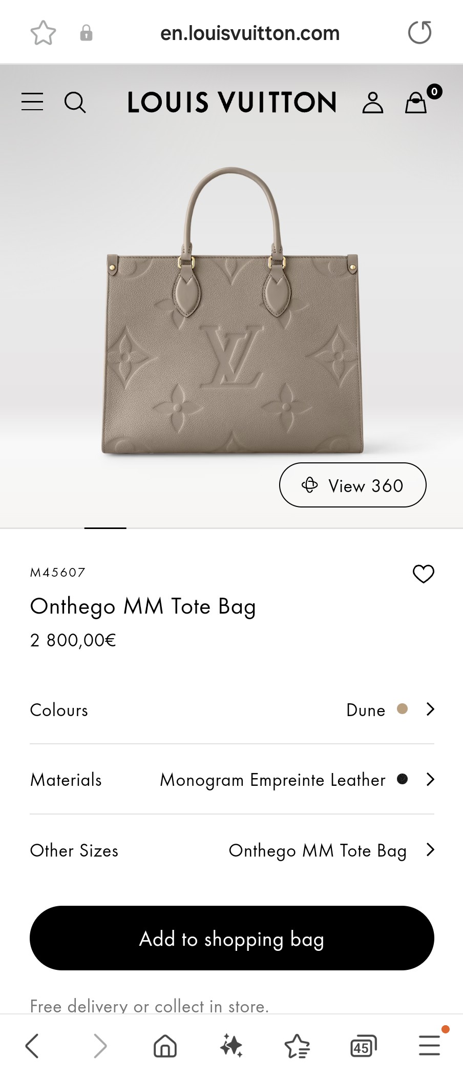 루이비통 M45607 온테고 MM 토트백