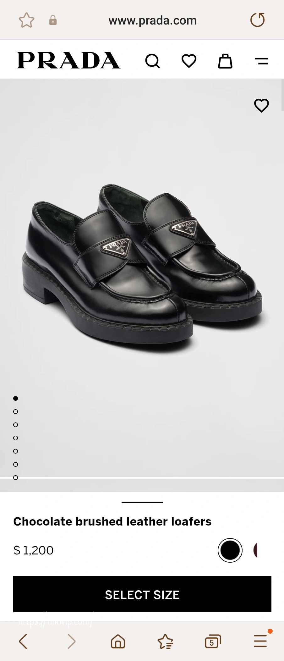 PRADA 초콜릿 브러시드 가죽 로퍼