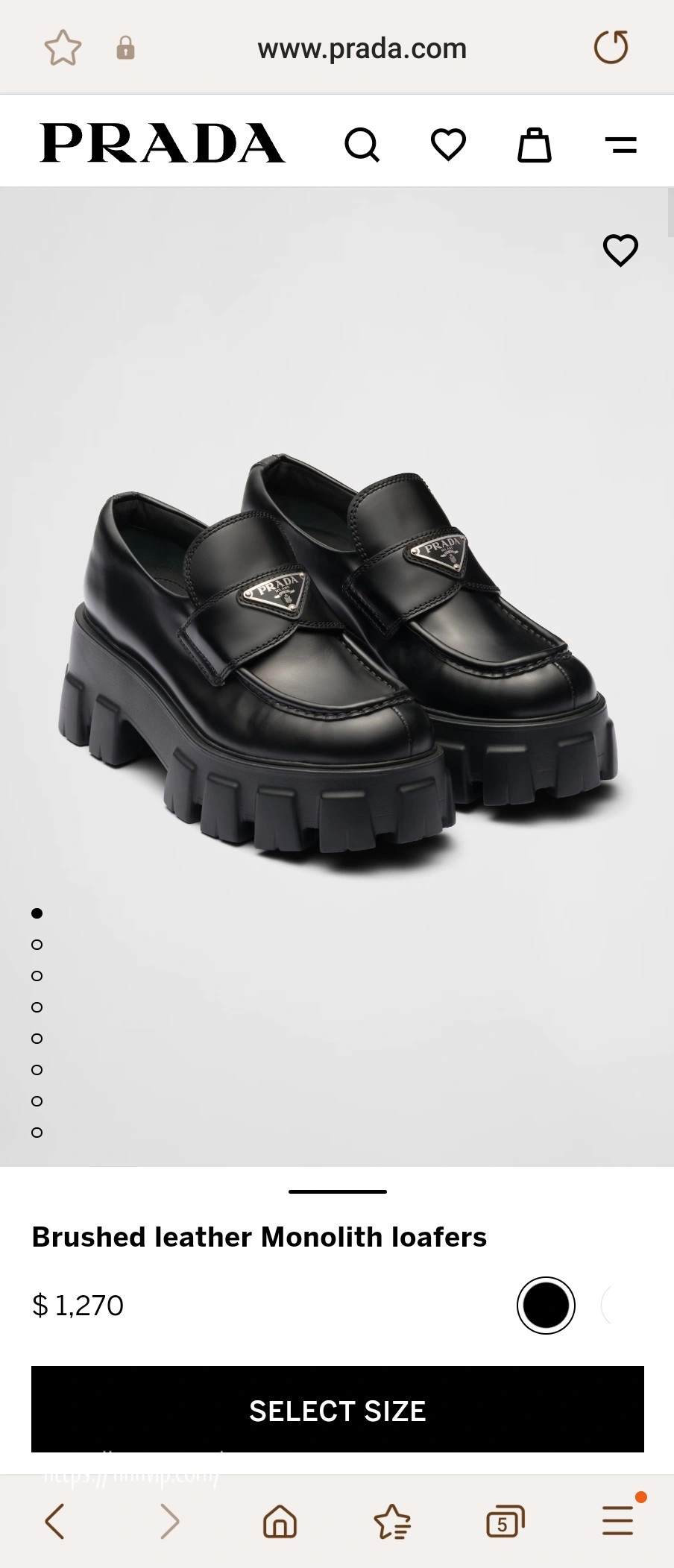 PRADA 브러시드 가죽 모놀리스 로퍼