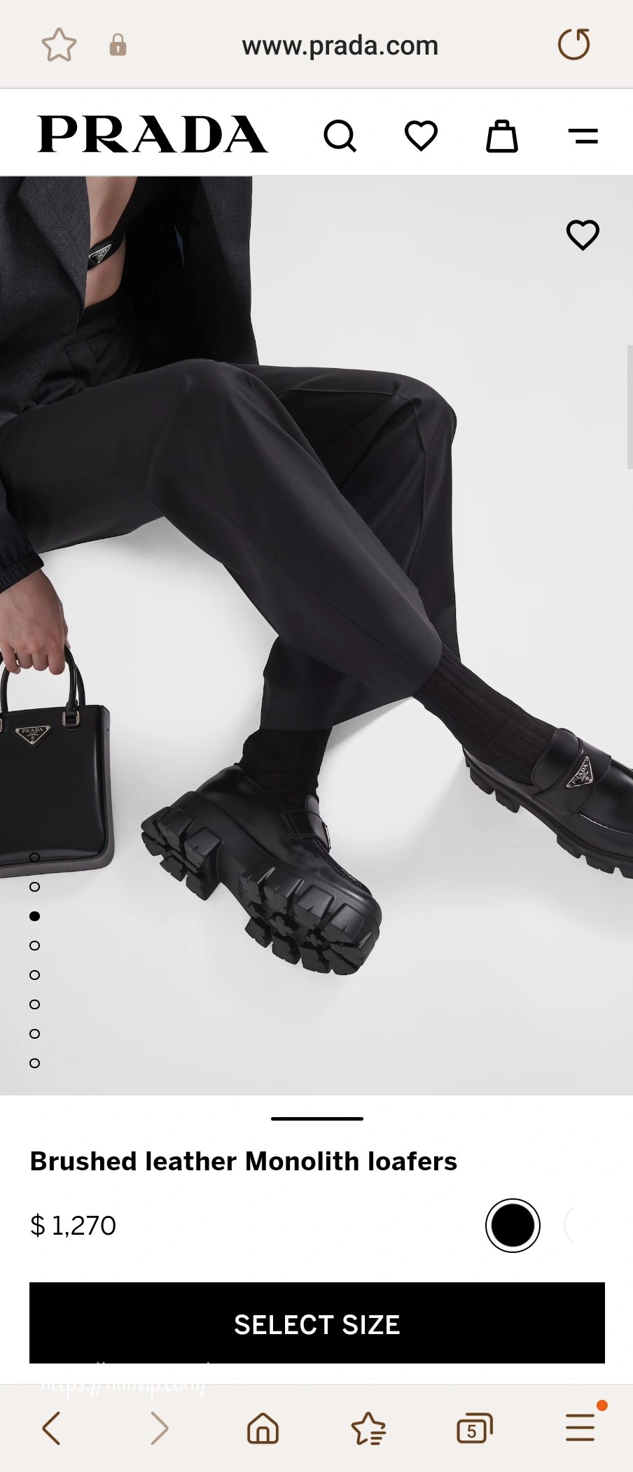 PRADA 브러시드 가죽 모놀리스 로퍼