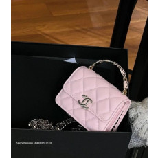 샤넬 22s 플랩 백 (탑 핸들 포함) - 램스킨, 골드톤 메탈, 핑크