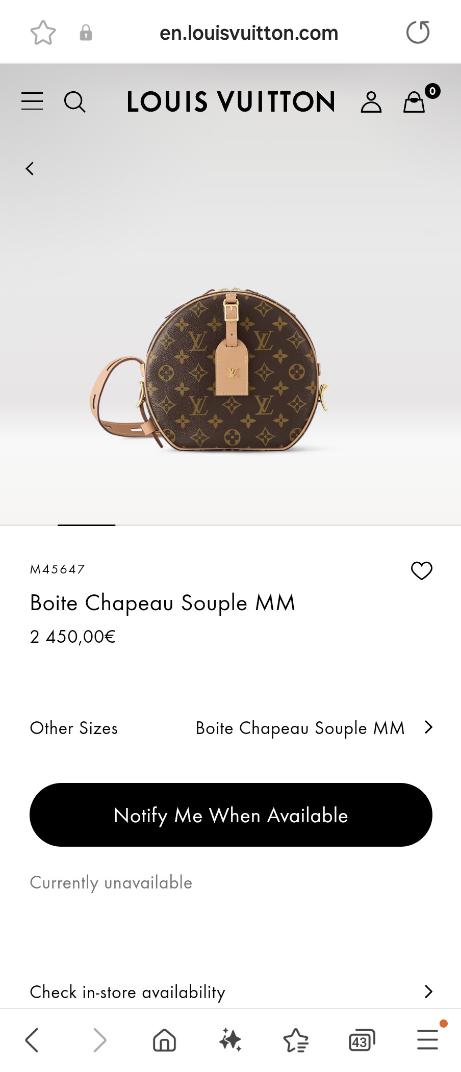 루이비통 M45647 Boite Chapeau 수플 MM