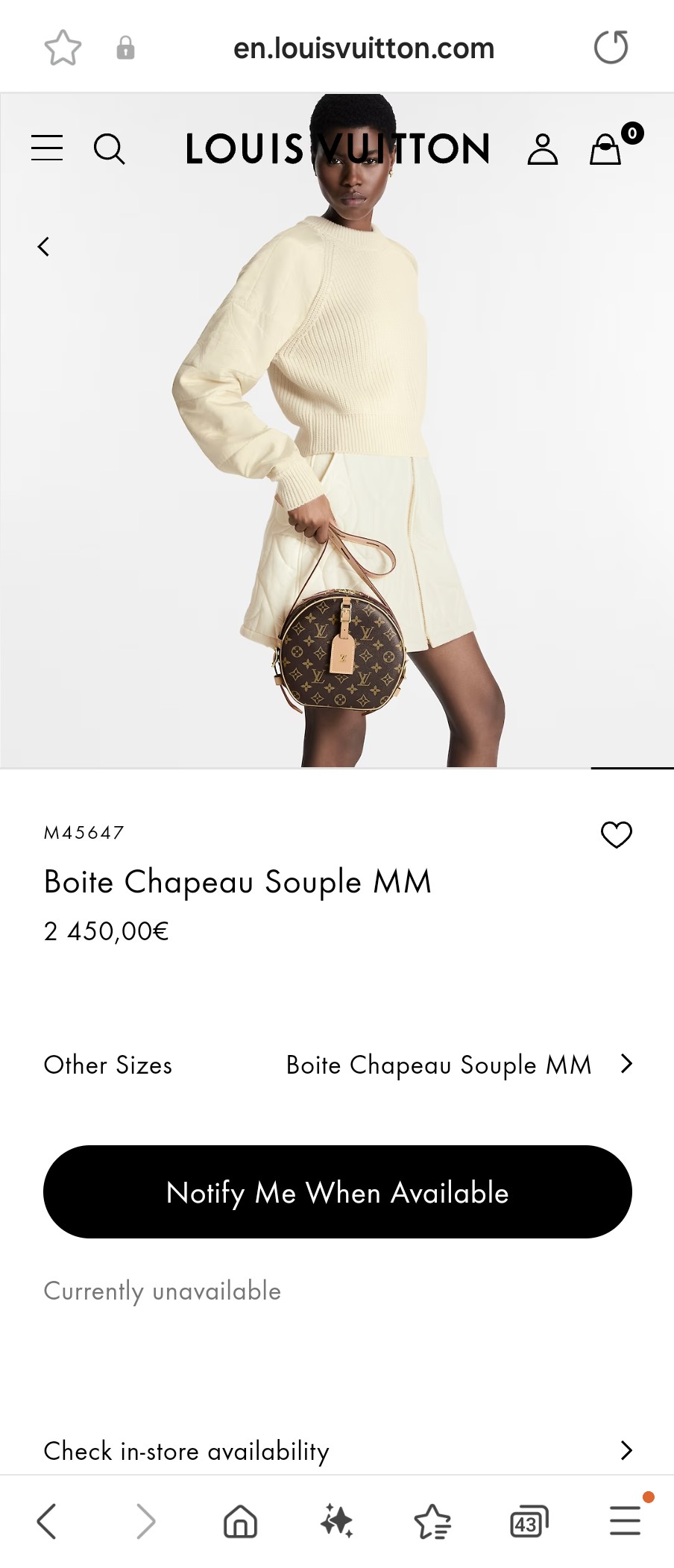루이비통 M45647 Boite Chapeau 수플 MM