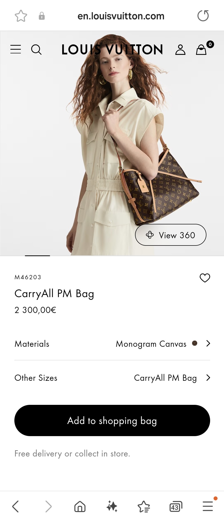 루이비통 M45985 다이앤 사첼백