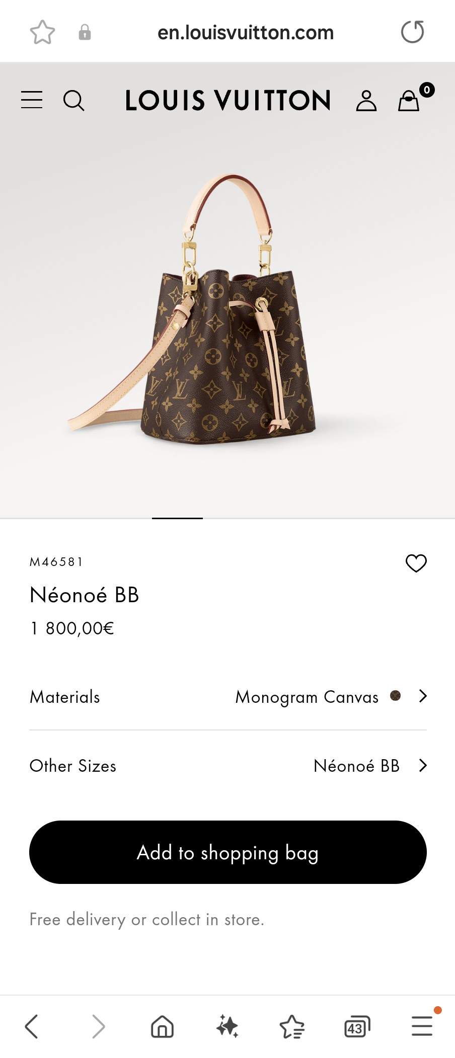 루이비통 M46581 네오노에 BB