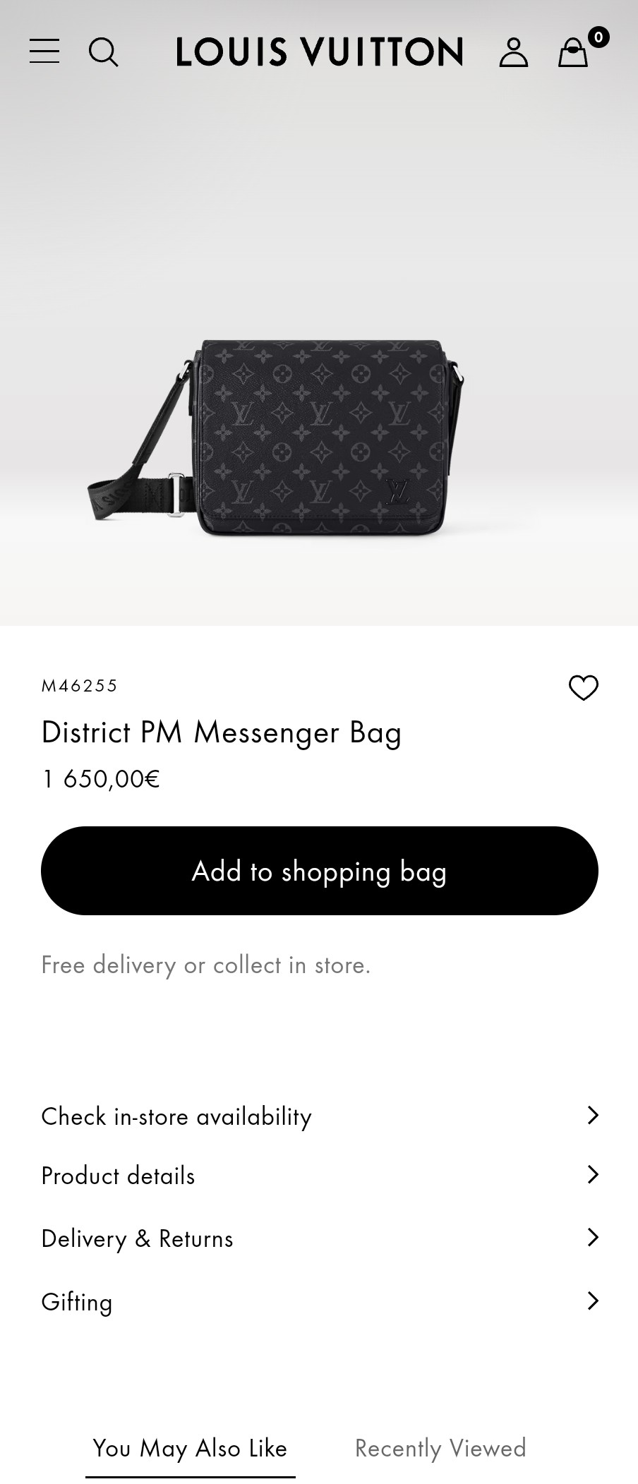 루이비통 M46255 디스트릭트 PM 메신저 백