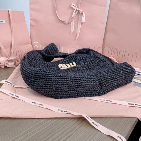 미우미우 우븐 패브릭 호보백 5BC116 블랙 M1