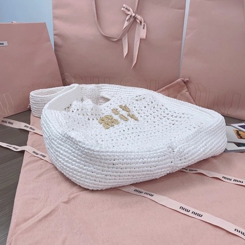 미우미우 우븐 패브릭 호보백 5BC116 화이트 M1