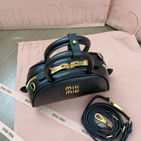 Miu Miu 5BP085 Schwarz Henkeltasche Aus Leder 블랙 M1