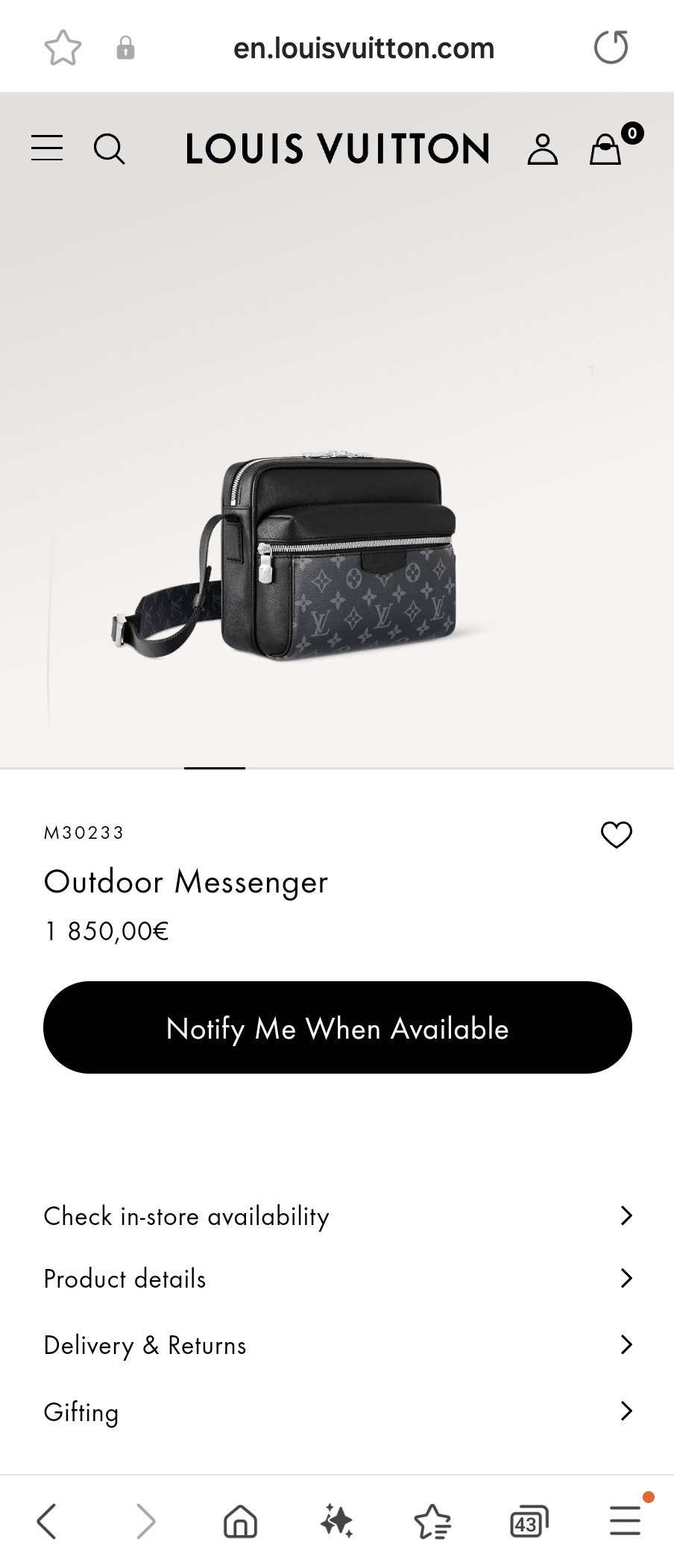 루이비통 M30233 아웃도어 메신저