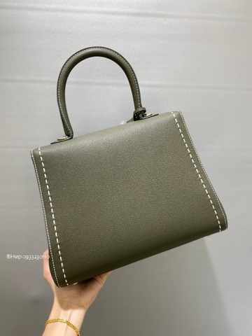 Delvaux Brillant MM Surpiqué 그레인 송아지 가죽 카키