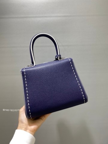 Delvaux Brillant Mini Surpiqué 그레인 송아지 가죽 블루