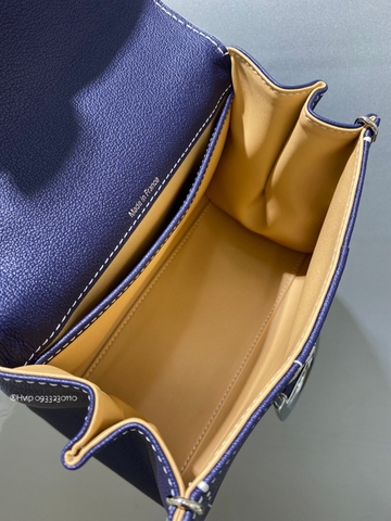Delvaux Brillant Mini Surpiqué 그레인 송아지 가죽 블루