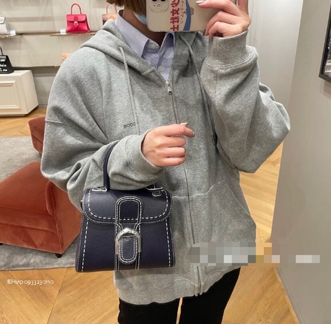 Delvaux Brillant Mini Surpiqué 그레인 송아지 가죽 블루