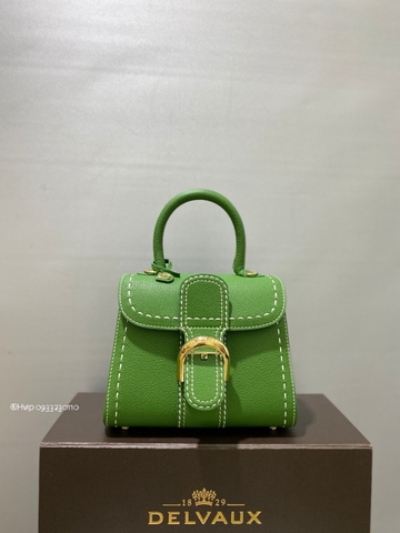 Delvaux Brillant Mini Surpiqué 그레인 송아지 가죽 그린