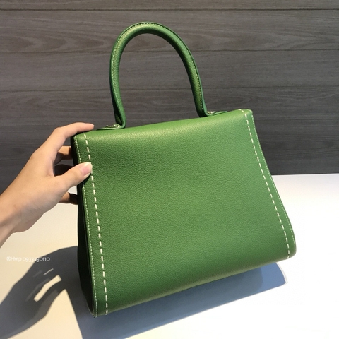 Delvaux Brillant MM Surpiqué 그레인 송아지 가죽 그린