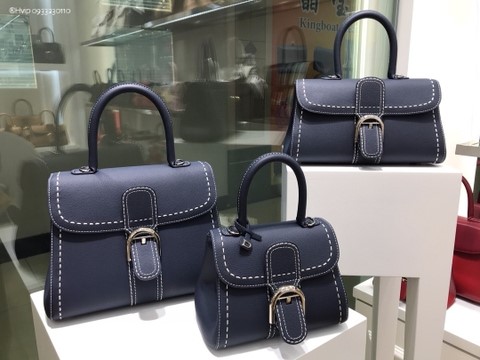 Delvaux Brillant Mini Surpiqué 그레인 송아지 가죽 네이비