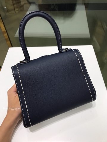Delvaux Brillant Mini Surpiqué 그레인 송아지 가죽 네이비