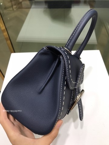 Delvaux Brillant Mini Surpiqué 그레인 송아지 가죽 네이비