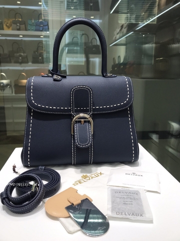 Delvaux Brillant MM Surpiqué 그레인 송아지 가죽 네이비