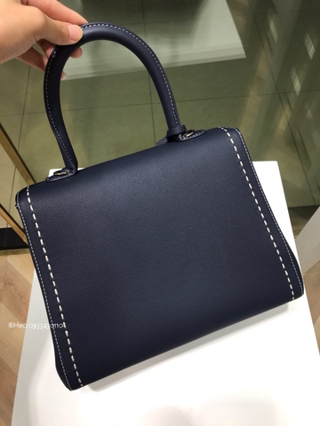 Delvaux Brillant MM Surpiqué 그레인 송아지 가죽 네이비