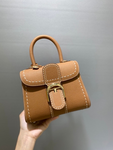 Delvaux Brillant Mini Surpiqué 그레인 송아지 가죽 베지탈 아이보리