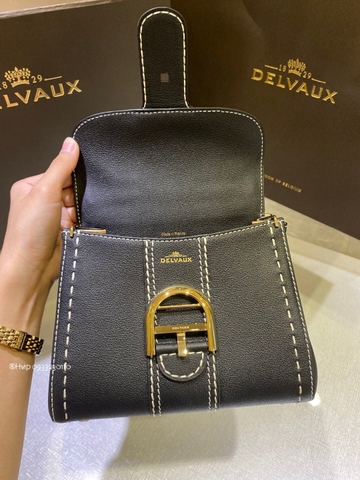 Delvaux Brillant Mini Surpiqué 그레인 송아지 가죽 블랙