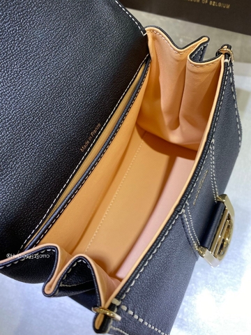 Delvaux Brillant Mini Surpiqué 그레인 송아지 가죽 블랙