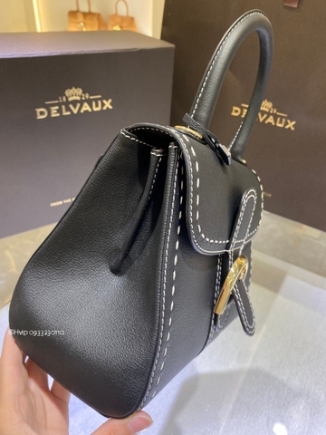 Delvaux Brillant PM Surpiqué 그레인 송아지 가죽 블랙