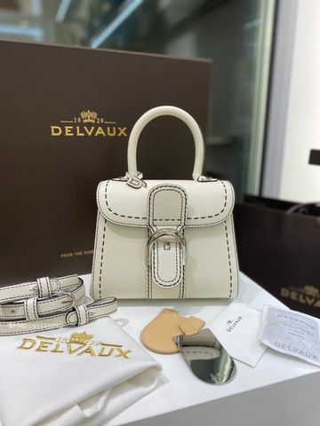 Delvaux Brillant Mini Surpiqué 그레인 송아지 가죽 화이트