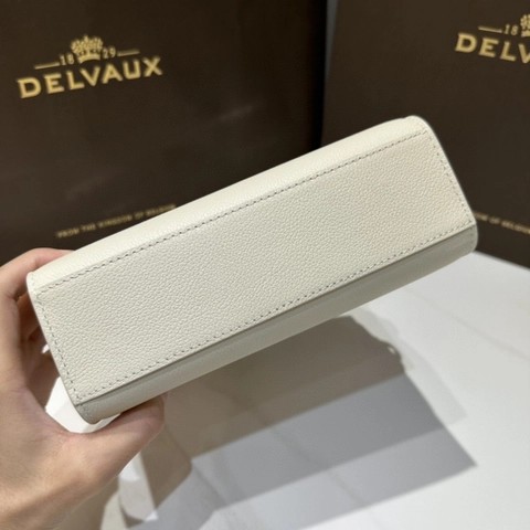 Delvaux Tempête Crush Small Silky 카프스킨 화이트