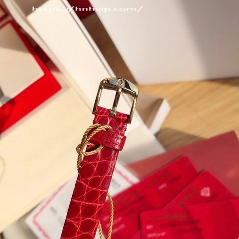 오메가 드 빌프레스티지 27.4mm, 옐로우 골드 가죽 스트랩