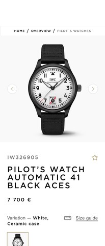 IWC IW326905 파일럿 워치 오토매틱 41 블랙 에이스