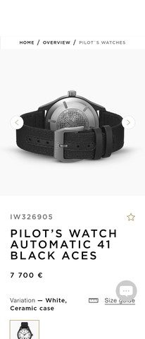 IWC IW326905 파일럿 워치 오토매틱 41 블랙 에이스