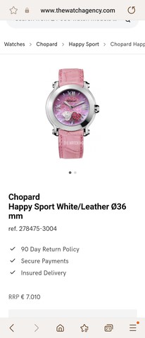 쇼파드 해피 스포츠 화이트/가죽 36mm 278475-3004