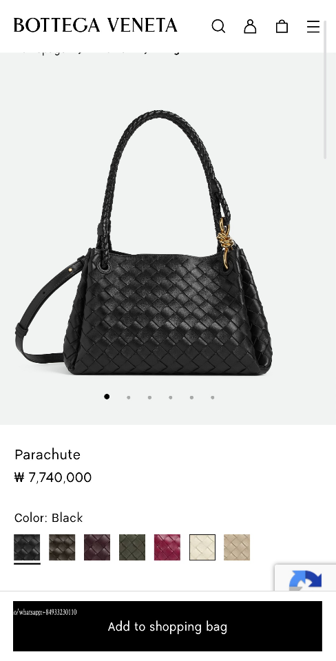 보테가 베네타 미디엄 파라슈트 블랙 835921 29.5x17.5x18.5cm
