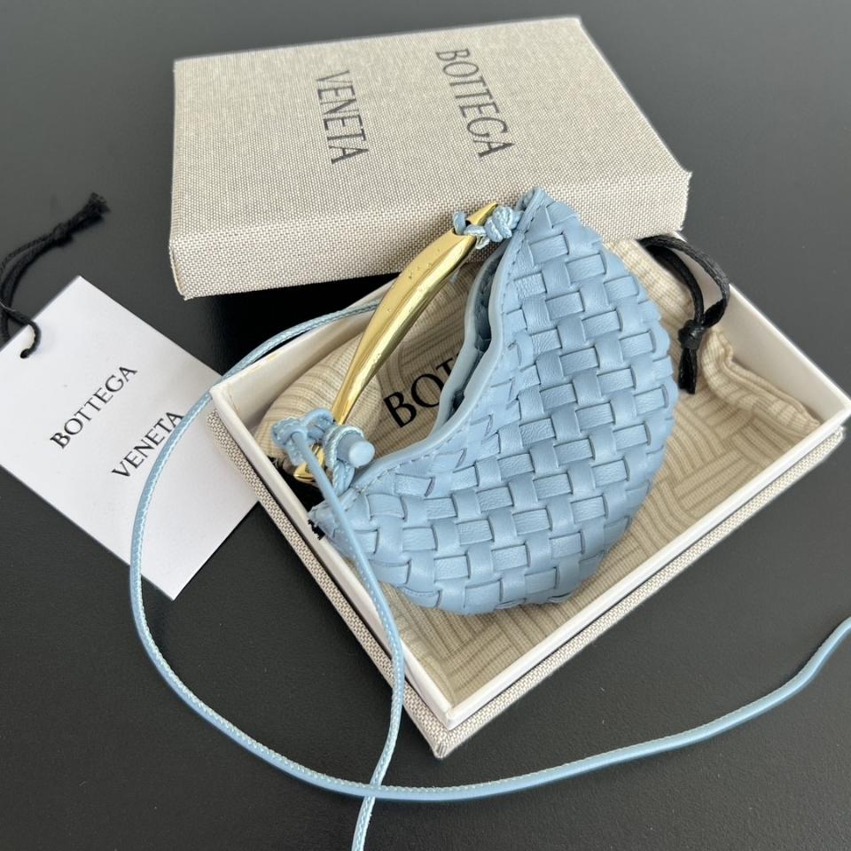 보테가 베네타 가방 참, 블루 가죽, 836834, 10x7x1.5cm
