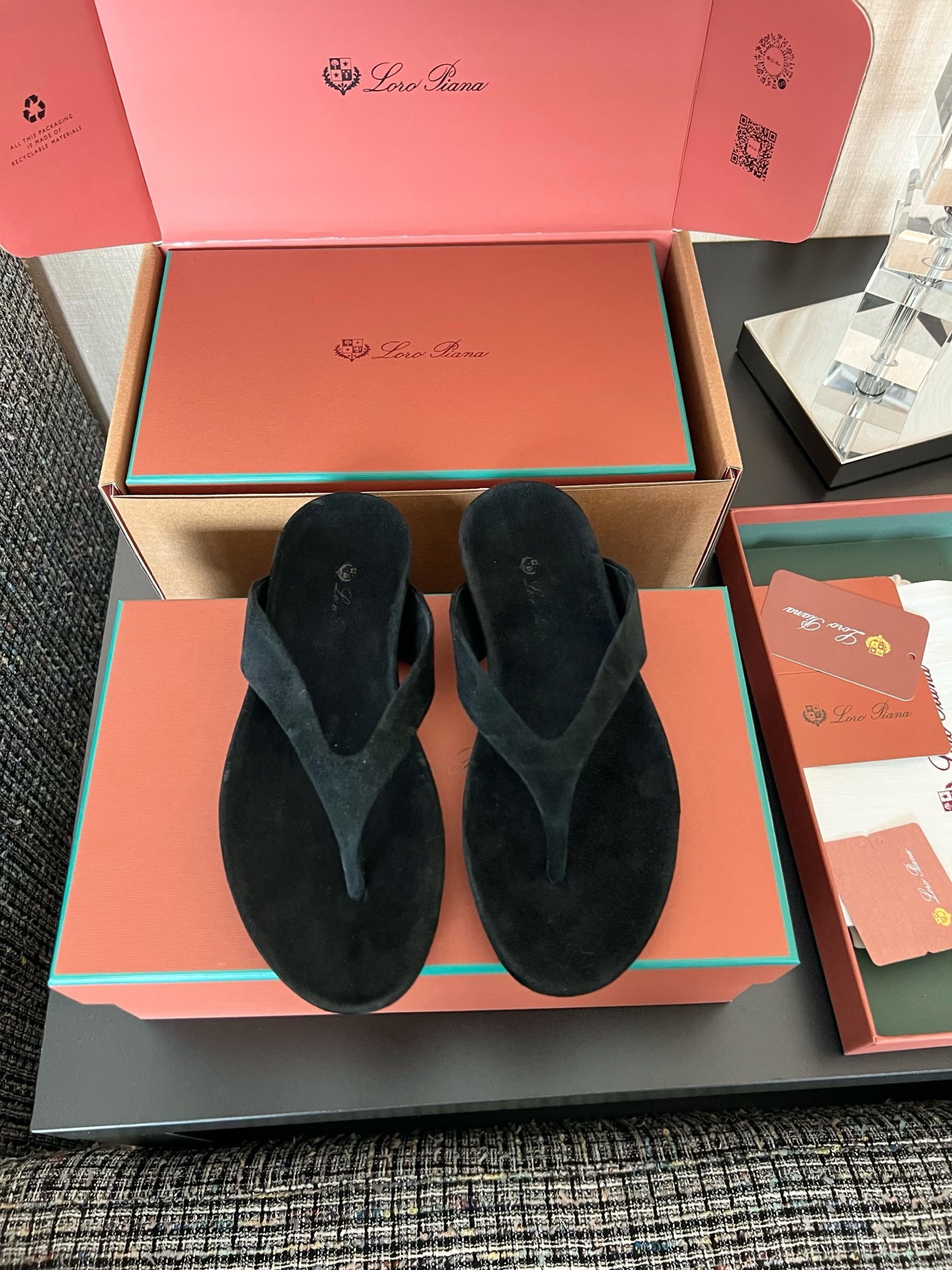 Loro Piana Ida 스웨이드 고트스킨 라운드 토 플랫 조리