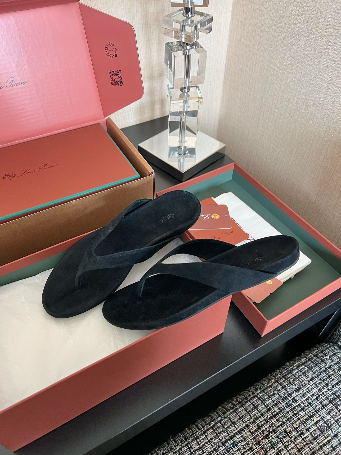 Loro Piana Ida 스웨이드 고트스킨 라운드 토 플랫 조리