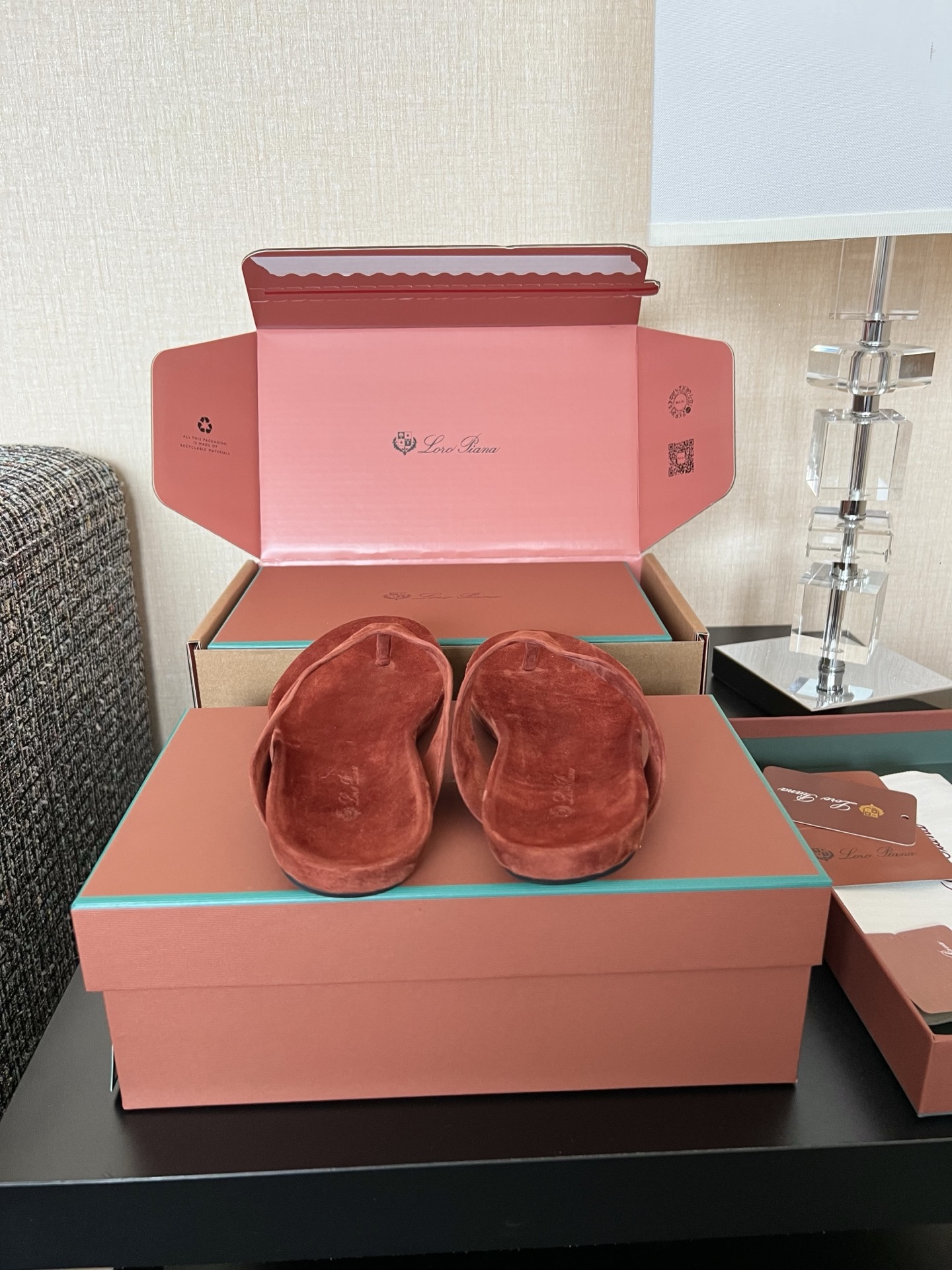 Loro Piana Ida 스웨이드 고트스킨 라운드 토 플랫 조리