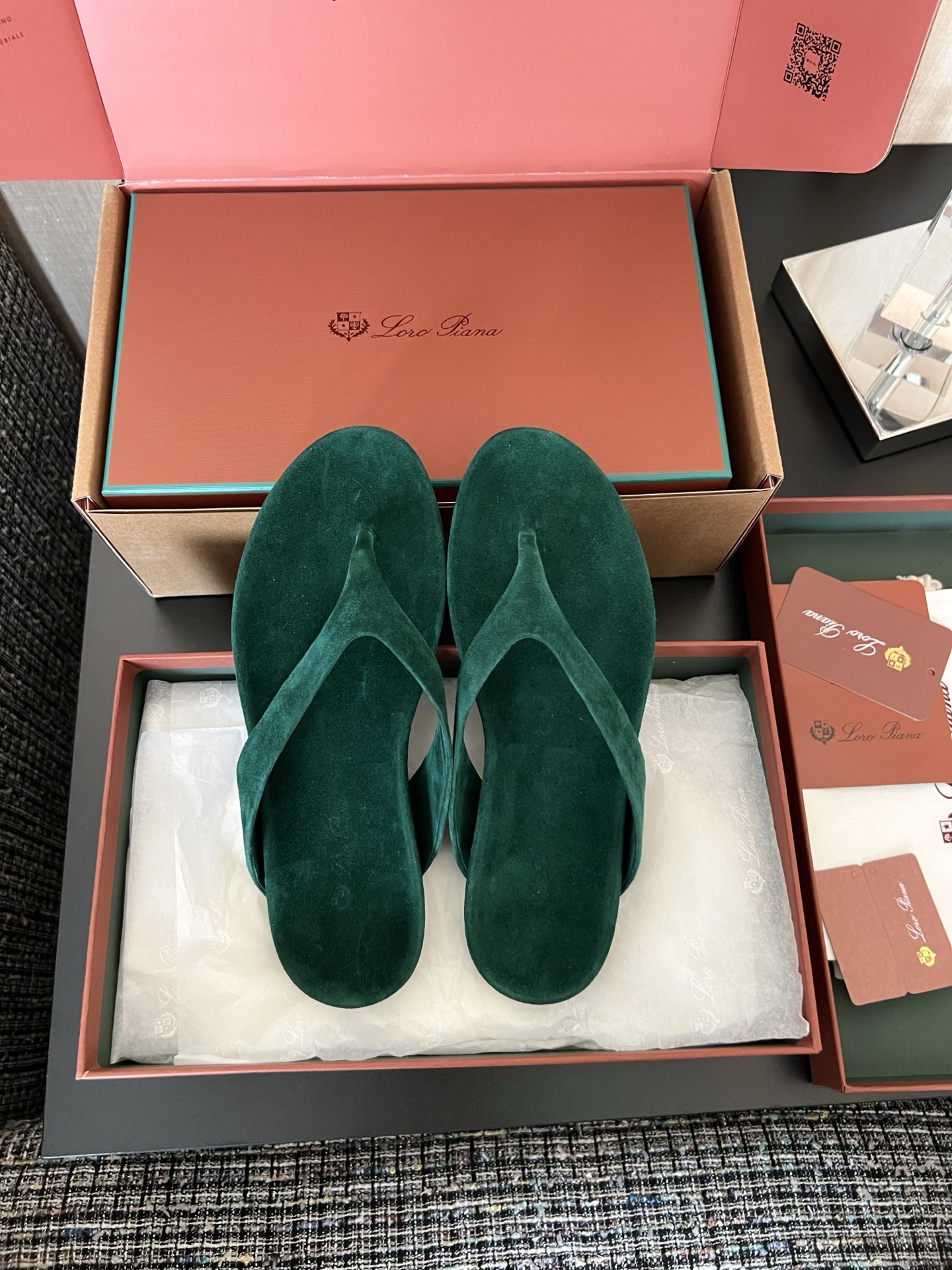 Loro Piana Ida 스웨이드 고트스킨 라운드 토 플랫 조리