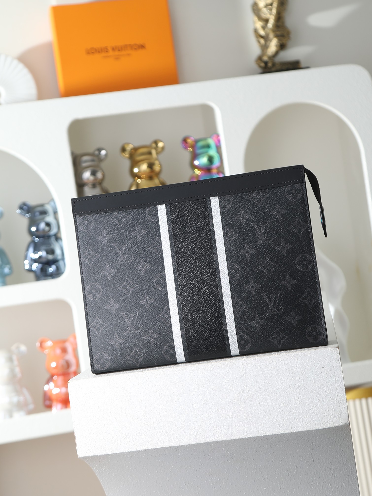 루이비통 M64440 Pochette Voyage 후지와라 히로시 협업 스트라이프 스타일 클러치백