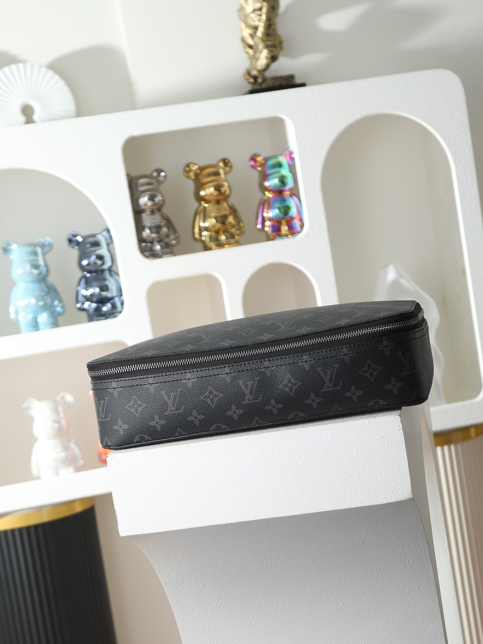 루이비통 M43690 블랙 모노그램 플라워 스타일 Packing Cube 대형 여행용 수납 파우치