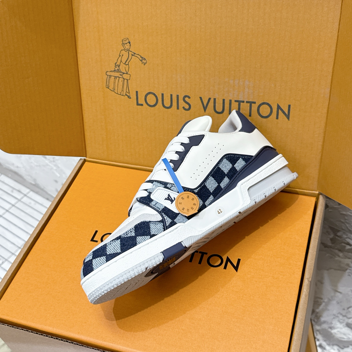 루이비통 LV Trainer 스타일 남성용 로우탑 스니커즈